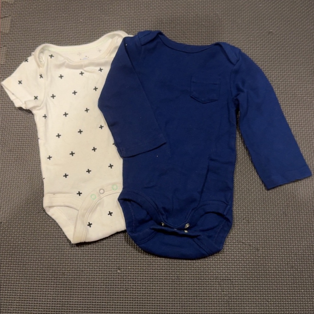 Cloud Island Bodysuits White and Blue Set